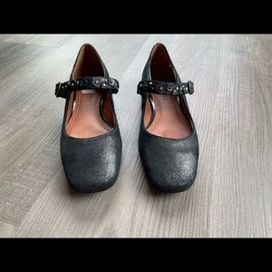 Coach Mary Jane Tea Rose Shoes Black Anthracite MJ